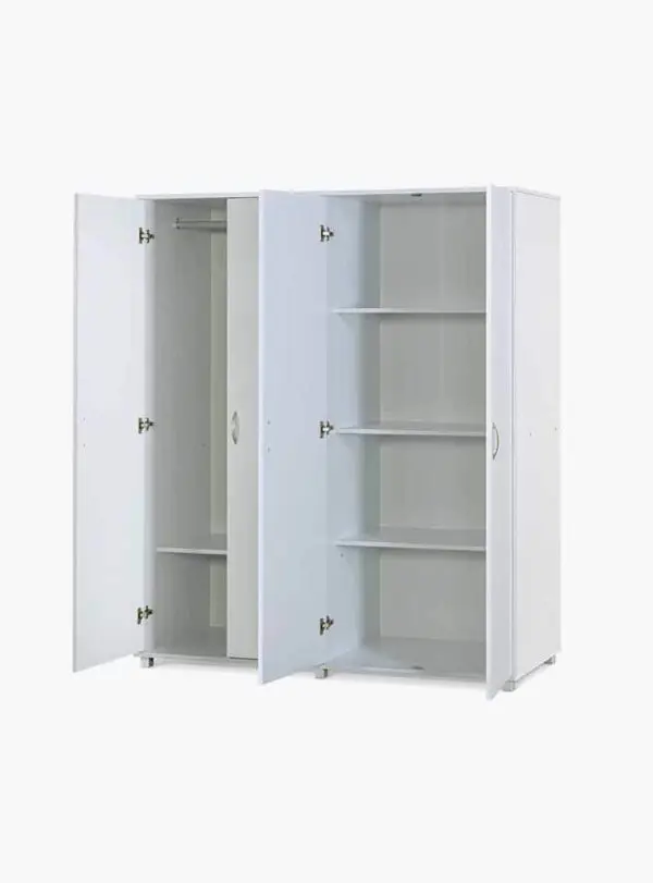ארון בגדים גדול עם 4 דלתות בצבע לבן